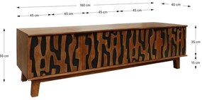 Hnedý TV stolík z mangového dreva 180x50x40 cm Kantu – MOME