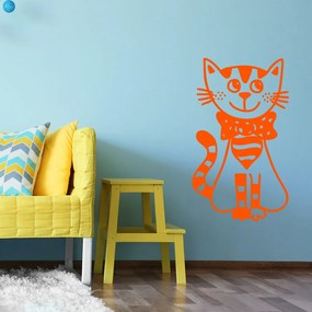 Veselá Stena Samolepka Kocúr s mašľou Farba: oranžová, Veľkosť: 40 x 24 cm