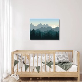 Sklenený obraz - Hory pohľadom grafika (70x50 cm)