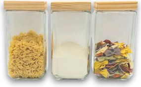 5Five® 2. akosť - Sklenená pevná dóza hranatá s dreveným vekom, 2l KWADR