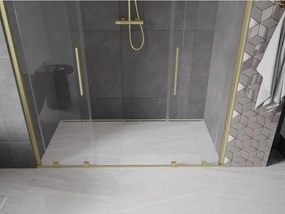 Mexen Velar Duo, posuvné dvere do otvoru 180x200 cm, 8mm číre sklo, zlatá matná, 871-180-000-02-55