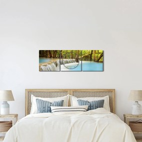 Obraz Huay Mae Kamin vodopádu v lese (s hodinami) (90x30 cm)