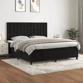 Posteľný rám boxspring s matracom čierny 180x200 cm zamat 3143279