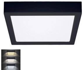 Solight WD175-B- LED Stropné svietidlo LED/24W/230V 3000/4000/6000K čierna hranatý SL1398