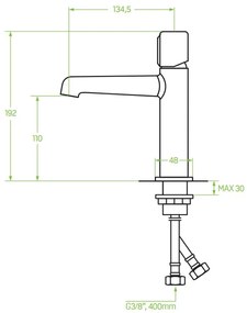 Laveo Pretto, umývadlová batéria h-192 s odtokovou zátkou ClickClack, čierna matná, LAV-BAO_722D