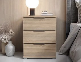 Nočný stolík s 3 zásuvkami Smilla, výška 61 cm, dub sonoma%