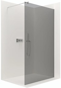 CERANO - Sprchová zástena Walk-in Onyx Ľ/P - guľatá vzpera - chróm, grafitové sklo - 70x200 cm, CER-CER-8050BD217