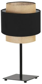 Stolná lampa Boho, 1x jutové/čierne textilné tienidlo