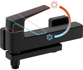Deante Blur, nástenná vaňová batéria s otočným výtokom, 150 mm, čierna matná, DEA-BQL_N12M