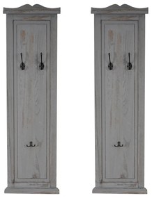 2x vešiaková stena s 3 vešiakmi 33040 - 109x28x3,5 cm, antik sivá