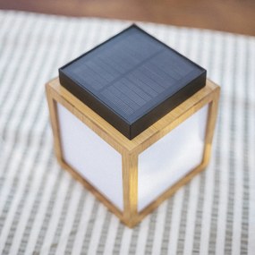 Bambusová stolová lampa s efektom plameňa vrátane solárneho nabíjania LED IP44 - Vega