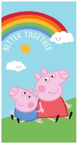 DETSKÝ BAVLNENÝ UTERÁK PEPPA PIG 70X140 CM VZOROVANÁ