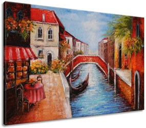 Gario Ručne maľovaný obraz Pokojná ulica v Benátkach Veľkosť: 120 x 80 cm