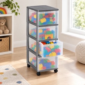 SUNDIS Úložný box so 4 zásuvkami, antracit, OFFICEMIX - MAXI