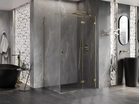 Mexen Lunar T, výklopný sprchový kút pravý 120 x 100 cm, 8mm číre sklo, zlatý profil, 834T-120-100-50-00-P