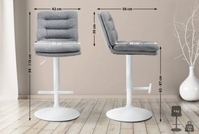 Barová stolička Damar - látka, biely rám - šedá