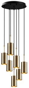 Závesné svietidlo pre 7 žiaroviek v zlatej farbe Opviq lights Kem Tube