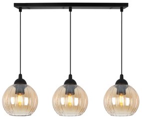 Závesné svietidlo Costa, 3x medové sklenené tienidlo, b