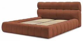 Oranžová čalúnená dvojlôžková posteľ s úložným priestorom s roštom 160x200 cm Mont Blanc – Bobochic Paris