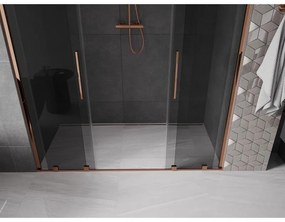 Mexen Velar Duo, posuvné sprchové dvere do otvoru 200 cm, 8mm šedé sklo, ružové zlato, 871-200-000-42-60