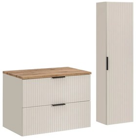 Koupelnová sestava Adele Cashmere s deskou a skříňkami 80 cm kašmírová/dub wotan