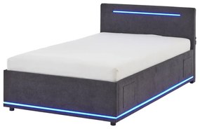 Tmavosivá čalúnená detská posteľ s úložným priestorom s roštom 140x200 cm Circle – Meise Möbel