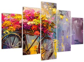 Obraz - Bicykel s kvetmi (150x105 cm)