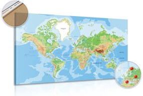 Obraz na korku klasická mapa sveta