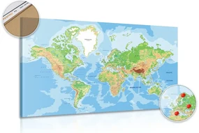 Obraz na korku klasická mapa sveta