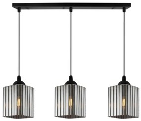 Závesné svietidlo Riffle Square, 3x grafitové sklenené tienidlo, b