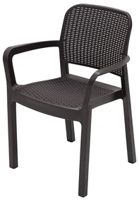 Deokork Záhradná plastová stolička KARA (hnedé)