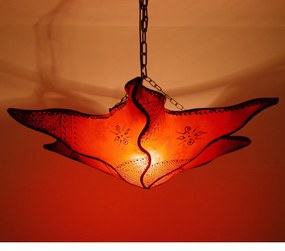 Kožená závesná lampa Nejma oranžová
