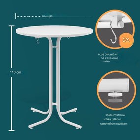 InternetovaZahrada Skladací barový stôl Ø80 cm - biely