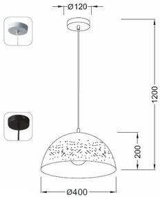 ACA DECOR Závesné svietidlo PLANETARIO max. 60W/E27/230V/IP20, čierne