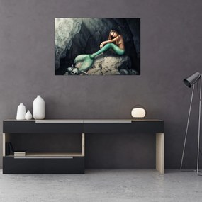 Obraz - Morská panna na skale (90x60 cm)