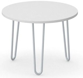 Okrúhly konferenčný stôl SPIDER, priemer 60 cm, sivo-strieborná podnož, biela