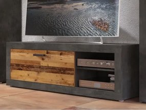 TV skrinka Kassel, vintage optika kovu/dreva%