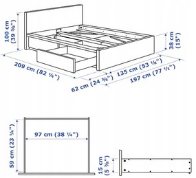 IKEA MALM Rám postele s 2 úložnými priestormi 120 x 200 cm jednolôžkové