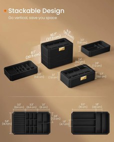 Kolekcia RONNE – 3-úrovňové puzdro na hodinky, 8-slotová krabička na hodinky, čierna