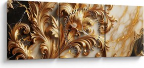 Obraz - Mramor so zlatom (s hodinami) (90x30 cm)