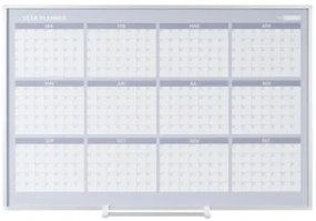 Ročná plánovacia tabuľa na stenu LUX, magnetická, dni, 900 x 600 mm