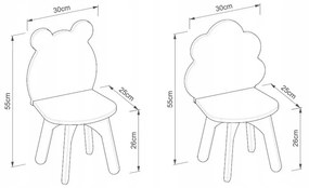 Baby-raj Detský stôl a dve stoličky Medvedík a mrak