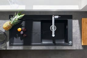 Hansgrohe S51, vstavaný drez 450 s odkvapkávacou plochou, čierny grafit, HAN-43314170