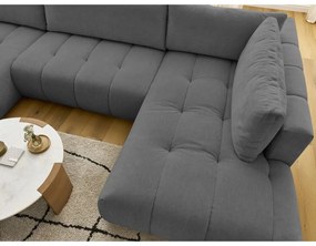 Tmavosivá rozkladacia/s úložným priestorom rohová pohovka (pravý roh/do tvaru "U") Fuji – Bobochic Paris