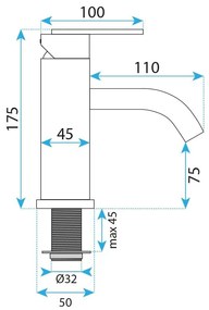 Rea Ontario, umývadlová batéria h-175, brúsená oceľ, REA-B5506
