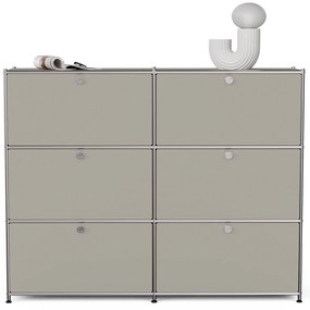Kovová komoda »CN3« so 6 výklopnými priečinkami, svetlosivá