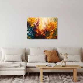 Sklenený obraz - Abstraktná maľba kvetov (70x50 cm)