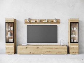 Nábytok do obývacej izby Sawoti II, Farby: dub artisan, Osvetlenie: osvetlenie LED biele