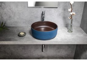 Sapho - Umývadlo na dosku PRIORI, priemer 41 cm, hnedé/modré