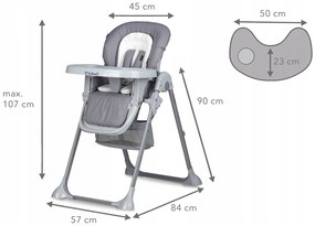 Detská jedálenská stolička Kidwell Ami Farba: sivá